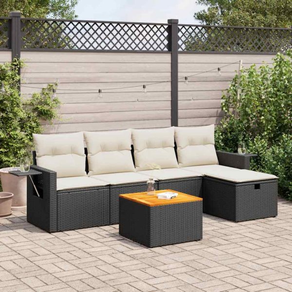 6-Delige Loungeset Met Kussens Poly Rattan - Afbeelding 14