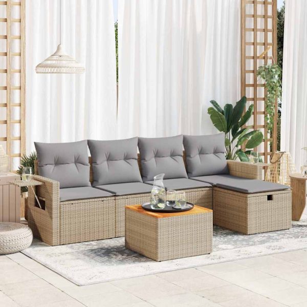 6-Delige Loungeset Met Kussens Poly Rattan - Afbeelding 15