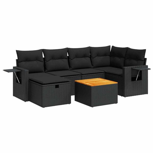 7-Delige Loungeset Met Kussens Poly Rattan - Afbeelding 2