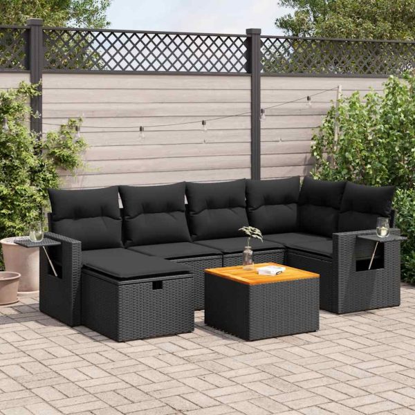 7-Delige Loungeset Met Kussens Poly Rattan