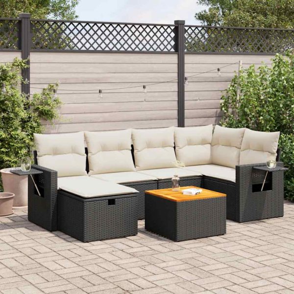 7-Delige Loungeset Met Kussens Poly Rattan - Afbeelding 14