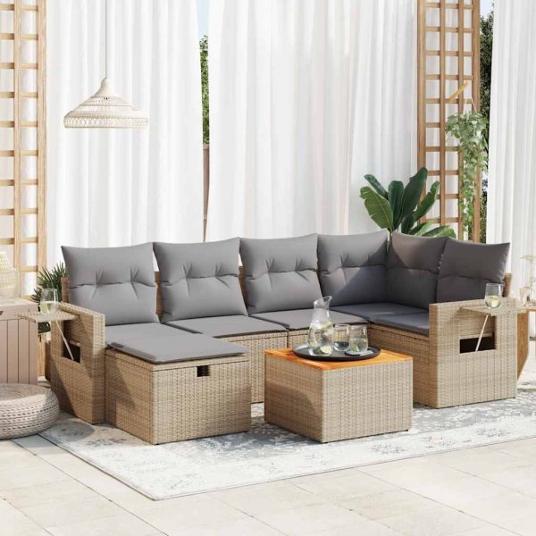 7-Delige Loungeset Met Kussens Poly Rattan - Afbeelding 15