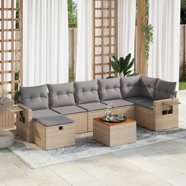 8-Delige Loungeset Met Kussens Poly Rattan - Afbeelding 16