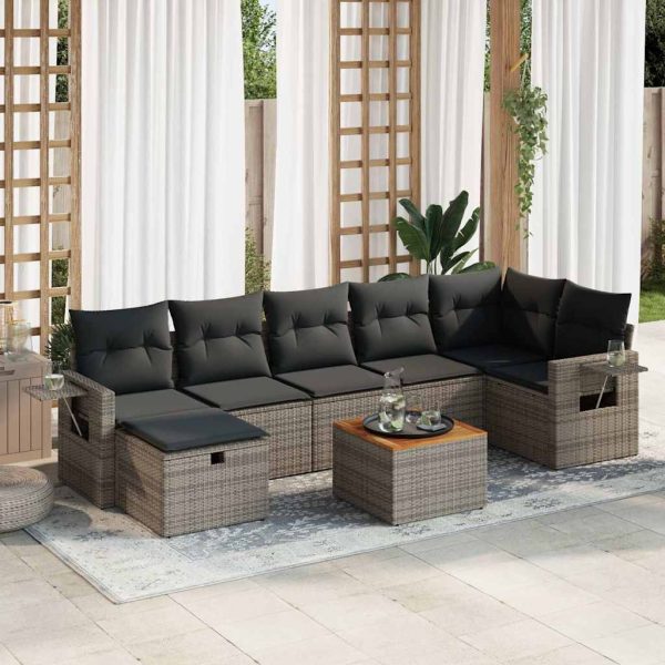 8-Delige Loungeset Met Kussens Poly Rattan - Afbeelding 15