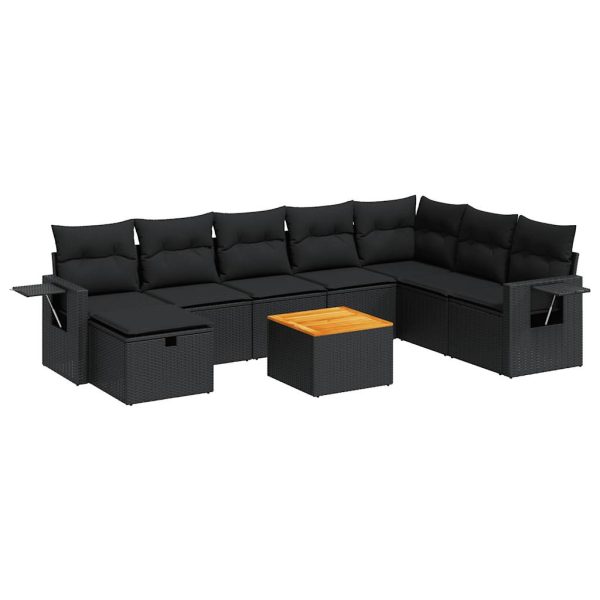 9-Delige Loungeset Met Kussens Poly Rattan - Afbeelding 2