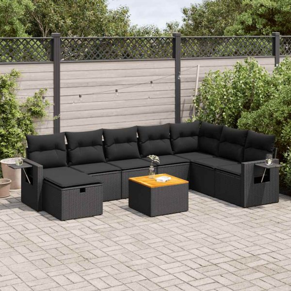 9-Delige Loungeset Met Kussens Poly Rattan