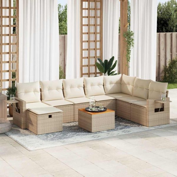 9-Delige Loungeset Met Kussens Poly Rattan - Afbeelding 13