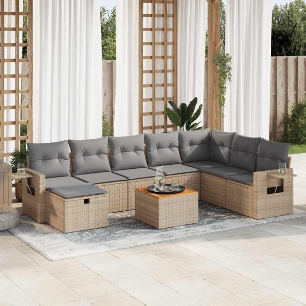 9-Delige Loungeset Met Kussens Poly Rattan - Afbeelding 15