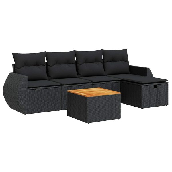 6-Delige Loungeset Met Kussens Poly Rattan - Afbeelding 2