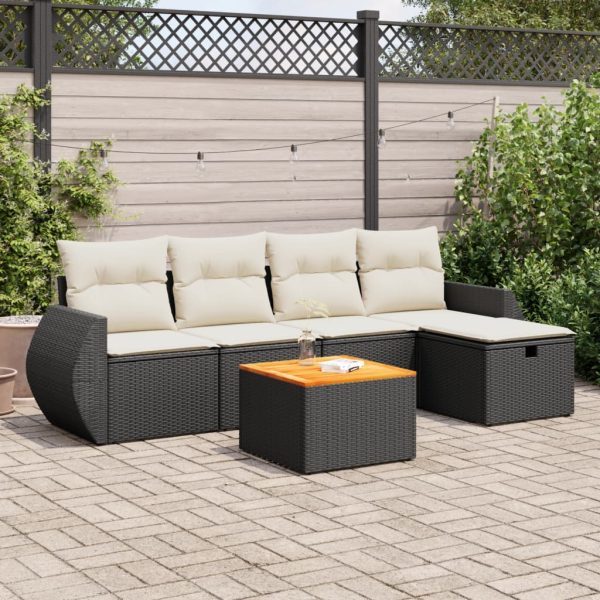 6-Delige Loungeset Met Kussens Poly Rattan - Afbeelding 14