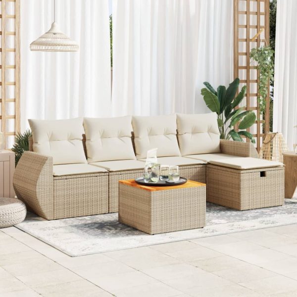 6-Delige Loungeset Met Kussens Poly Rattan - Afbeelding 15