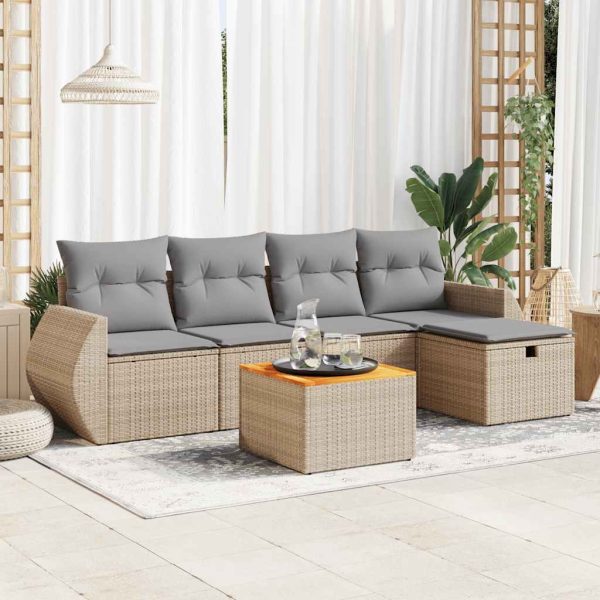 6-Delige Loungeset Met Kussens Poly Rattan - Afbeelding 13