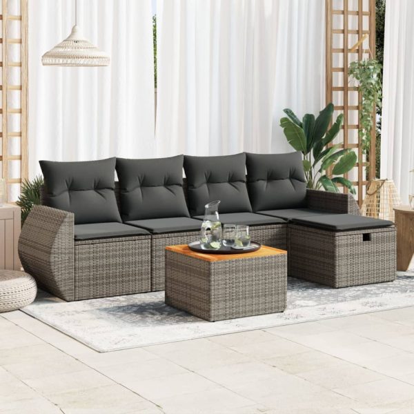 6-Delige Loungeset Met Kussens Poly Rattan - Afbeelding 16