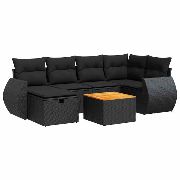 7-Delige Loungeset Met Kussens Poly Rattan - Afbeelding 2