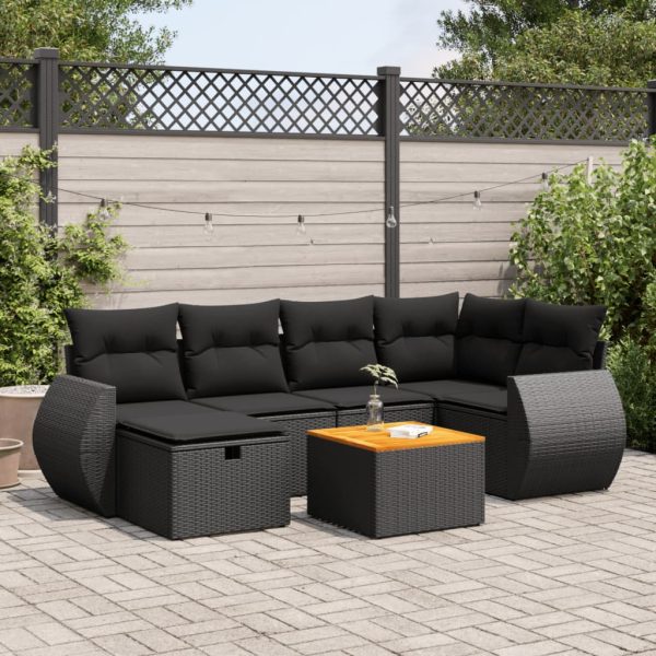 7-Delige Loungeset Met Kussens Poly Rattan