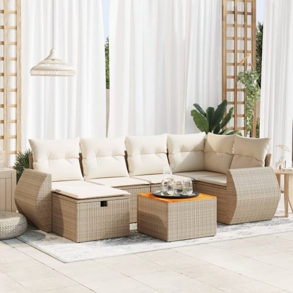 7-Delige Loungeset Met Kussens Poly Rattan - Afbeelding 16