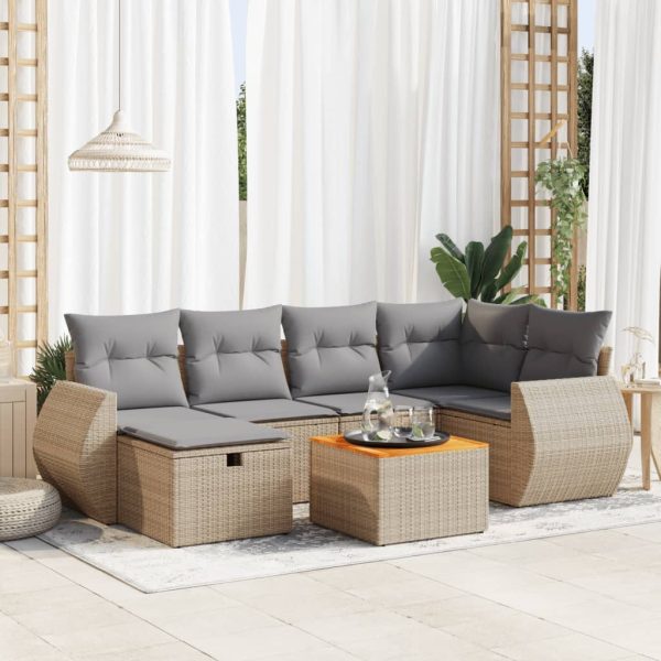 7-Delige Loungeset Met Kussens Poly Rattan - Afbeelding 15