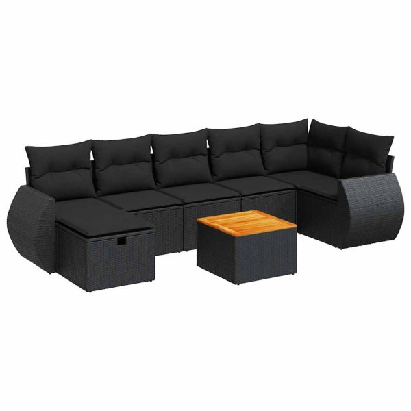 8-Delige Loungeset Met Kussens Poly Rattan - Afbeelding 2