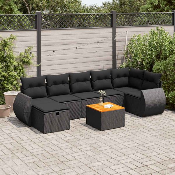 8-Delige Loungeset Met Kussens Poly Rattan