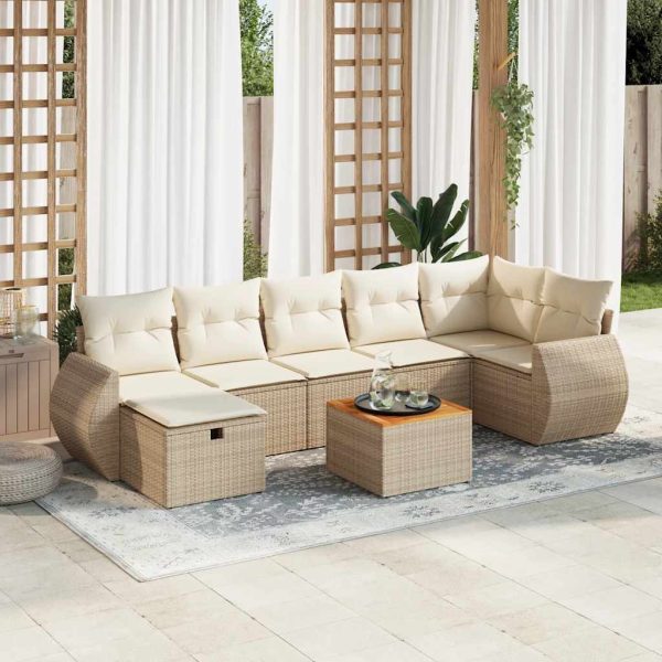 8-Delige Loungeset Met Kussens Poly Rattan - Afbeelding 14