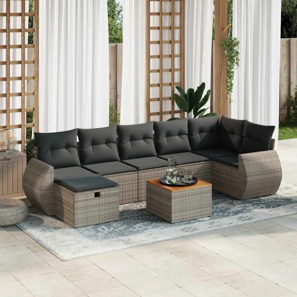 8-Delige Loungeset Met Kussens Poly Rattan - Afbeelding 13