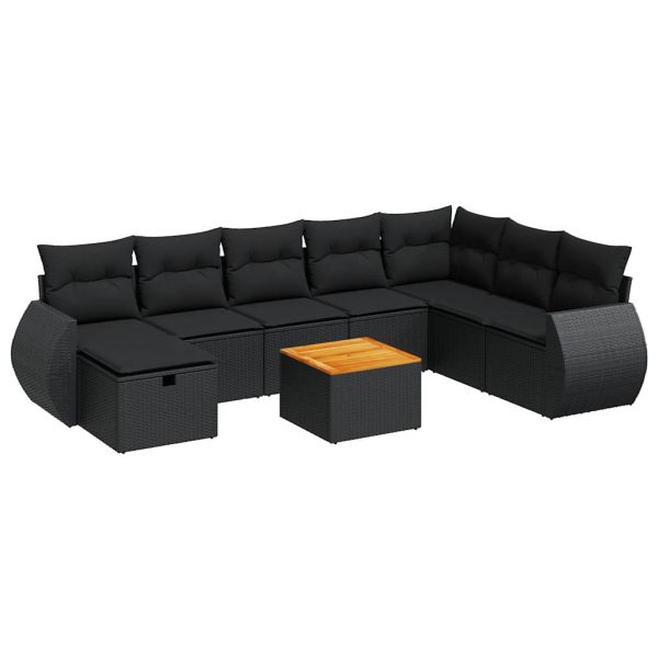 9-Delige Loungeset Met Kussens Poly Rattan - Afbeelding 2