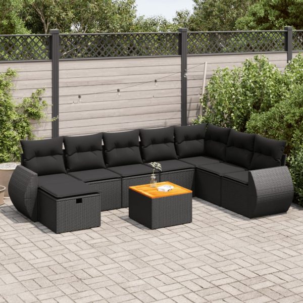 9-Delige Loungeset Met Kussens Poly Rattan