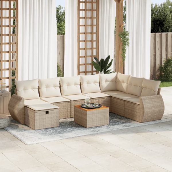 9-Delige Loungeset Met Kussens Poly Rattan - Afbeelding 15