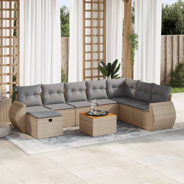 9-Delige Loungeset Met Kussens Poly Rattan - Afbeelding 14