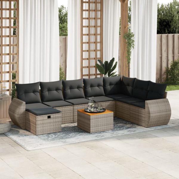 9-Delige Loungeset Met Kussens Poly Rattan - Afbeelding 16