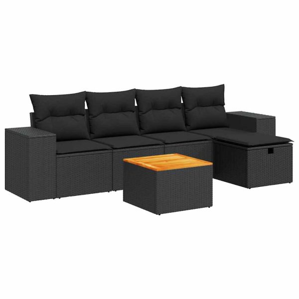 6-Delige Loungeset Met Kussens Poly Rattan - Afbeelding 2