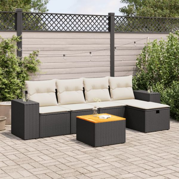 6-Delige Loungeset Met Kussens Poly Rattan - Afbeelding 13