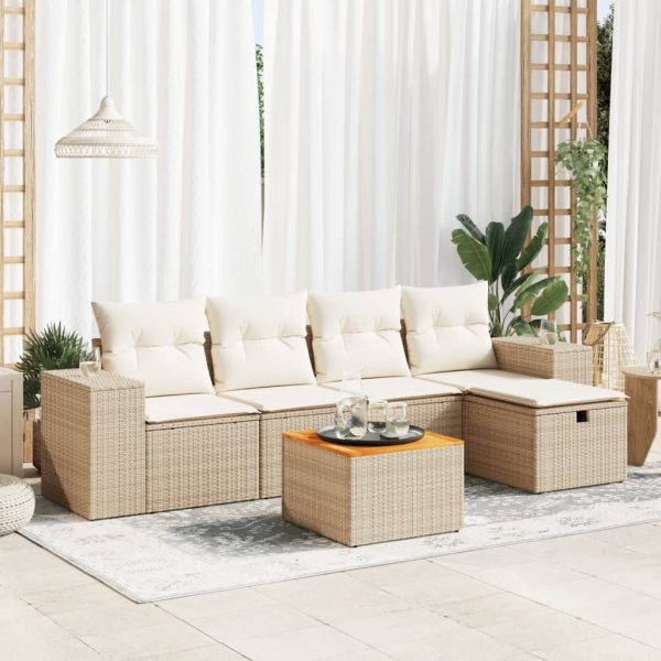 6-Delige Loungeset Met Kussens Poly Rattan - Afbeelding 16