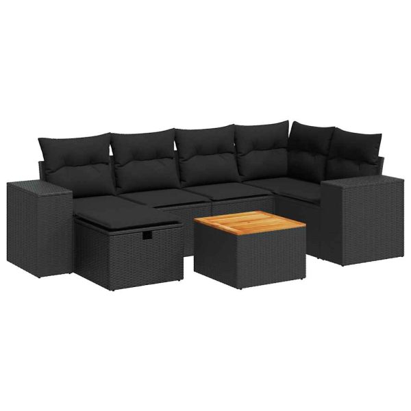 7-Delige Loungeset Met Kussens Poly Rattan - Afbeelding 2