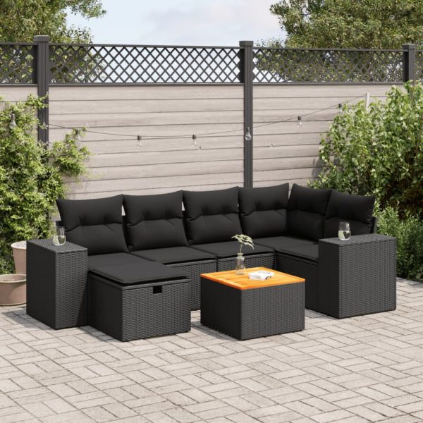 7-Delige Loungeset Met Kussens Poly Rattan