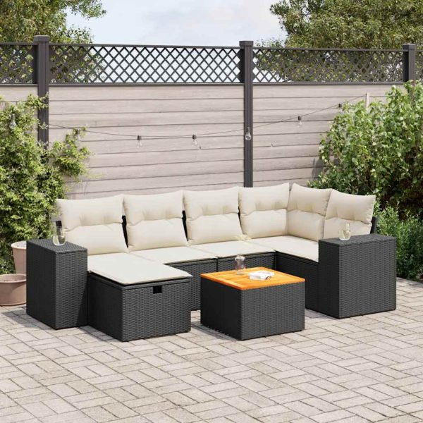 7-Delige Loungeset Met Kussens Poly Rattan - Afbeelding 15