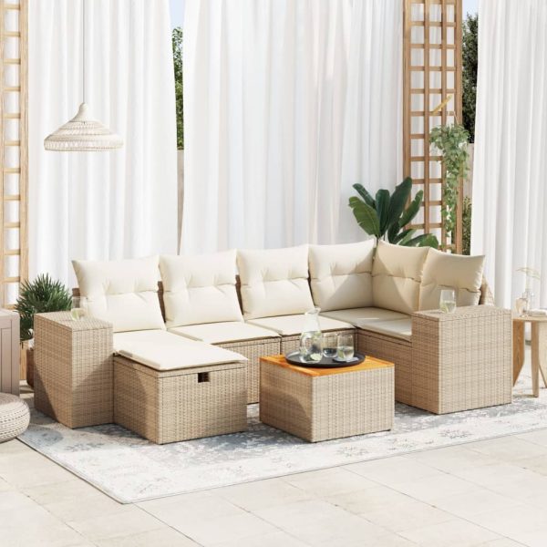 7-Delige Loungeset Met Kussens Poly Rattan - Afbeelding 14