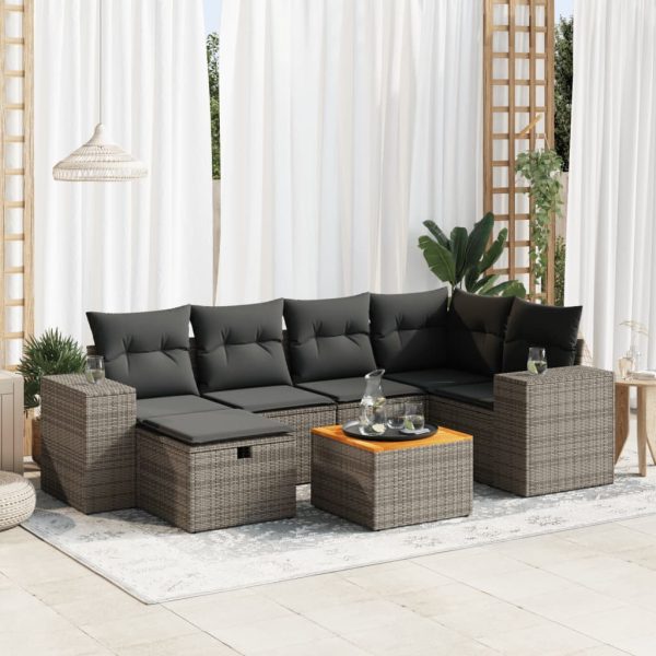 7-Delige Loungeset Met Kussens Poly Rattan - Afbeelding 16