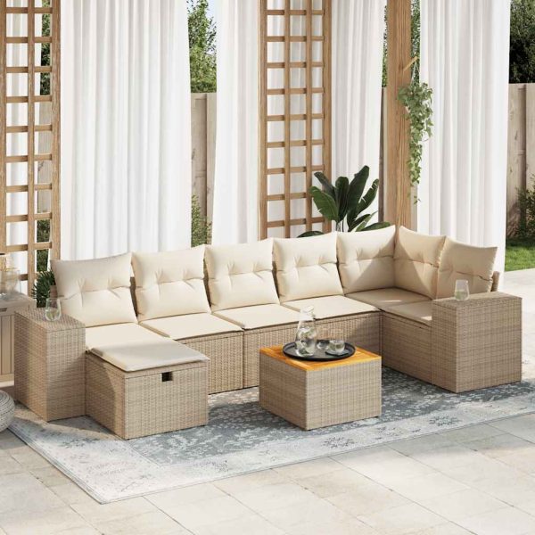 8-Delige Loungeset Met Kussens Poly Rattan - Afbeelding 13