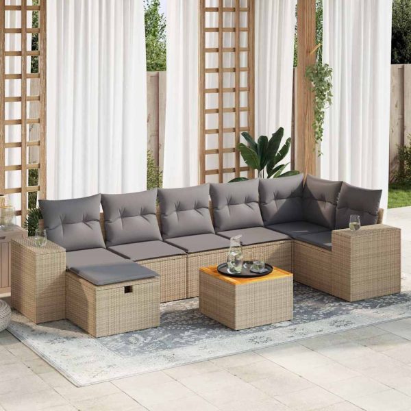 8-Delige Loungeset Met Kussens Poly Rattan - Afbeelding 15