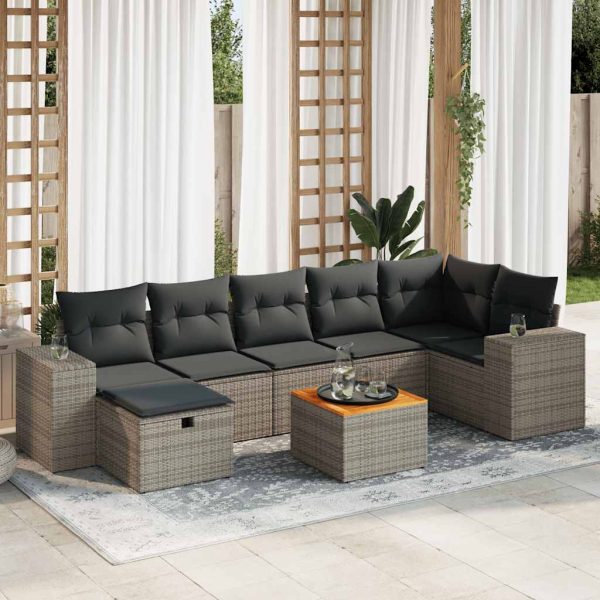 8-Delige Loungeset Met Kussens Poly Rattan - Afbeelding 14