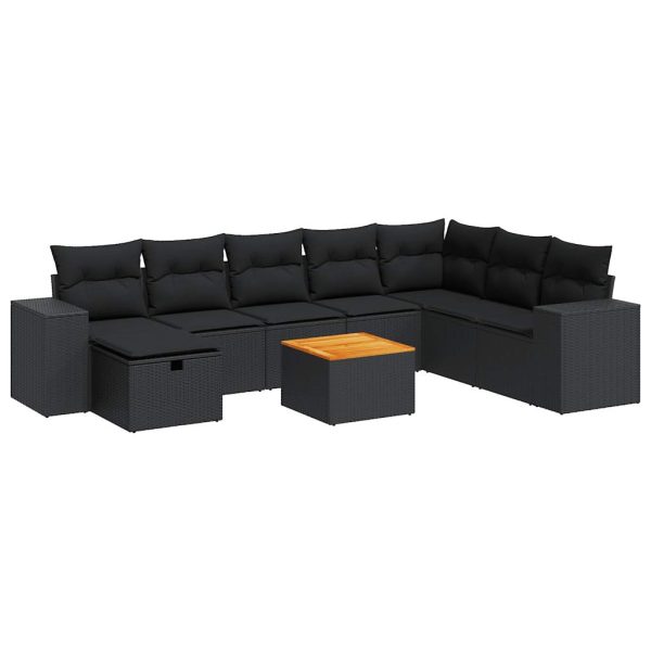 9-Delige Loungeset Met Kussens Poly Rattan - Afbeelding 2