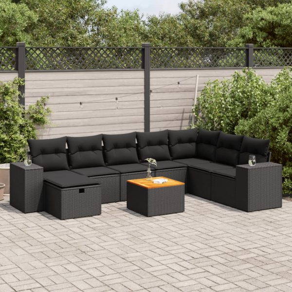 9-Delige Loungeset Met Kussens Poly Rattan