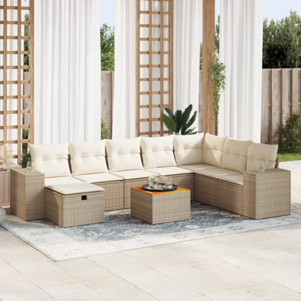 9-Delige Loungeset Met Kussens Poly Rattan - Afbeelding 15