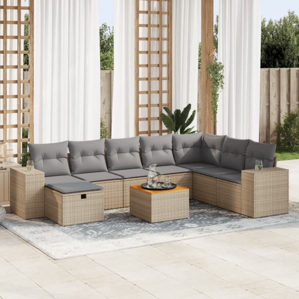 9-Delige Loungeset Met Kussens Poly Rattan - Afbeelding 14