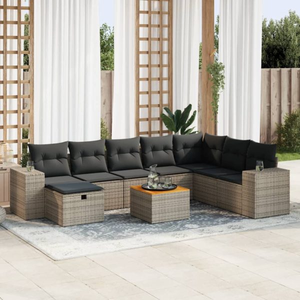 9-Delige Loungeset Met Kussens Poly Rattan - Afbeelding 16