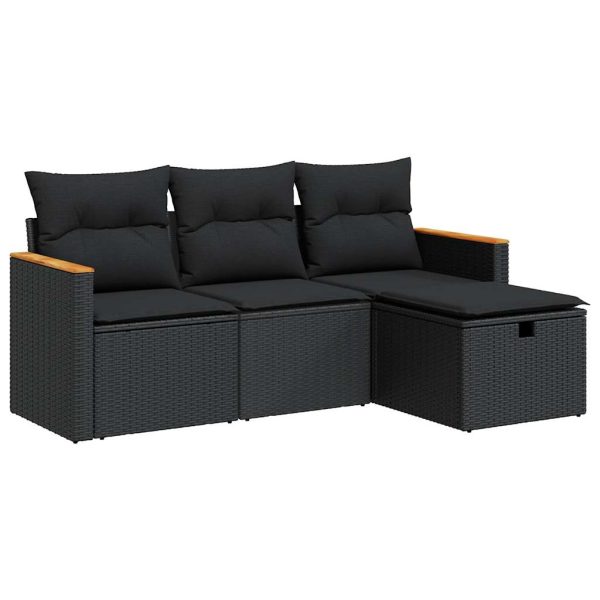 4-Delige Loungeset Met Kussens Poly Rattan - Afbeelding 2