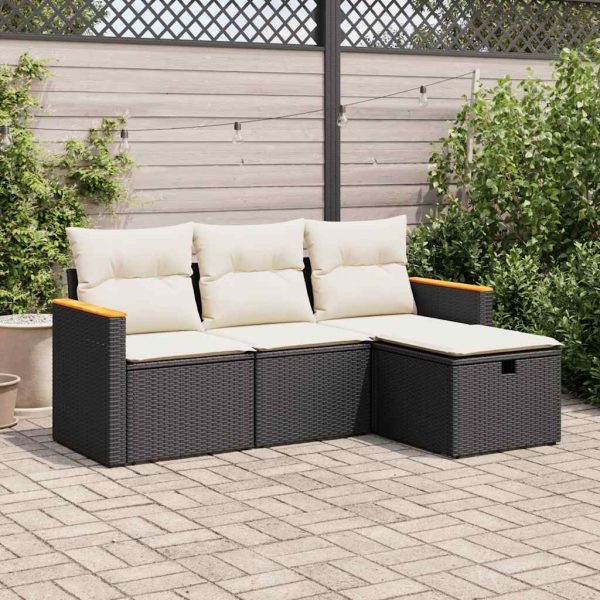 4-Delige Loungeset Met Kussens Poly Rattan - Afbeelding 13