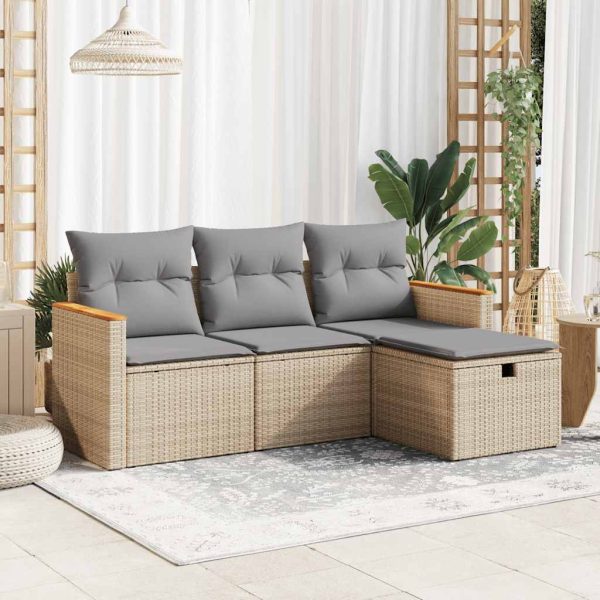 4-Delige Loungeset Met Kussens Poly Rattan - Afbeelding 15