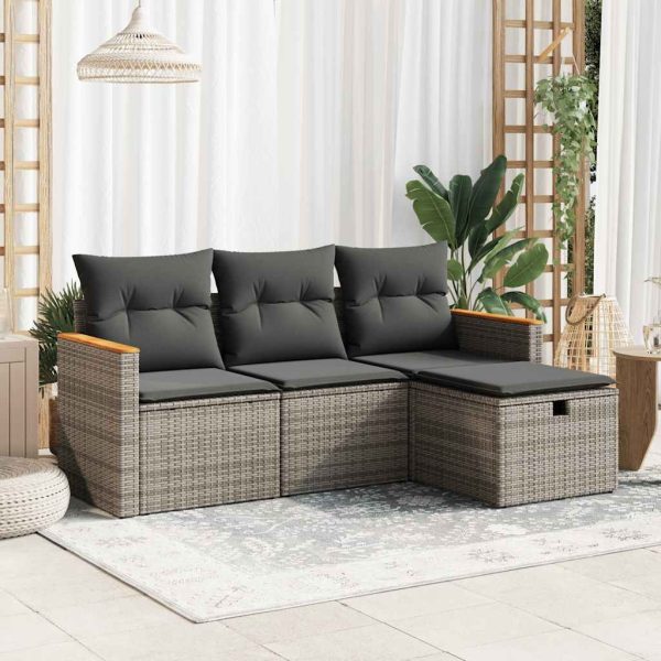 4-Delige Loungeset Met Kussens Poly Rattan - Afbeelding 16